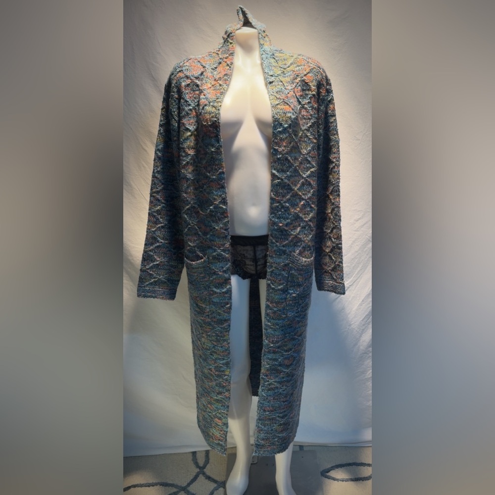 Multicolor Textured Cape Coat